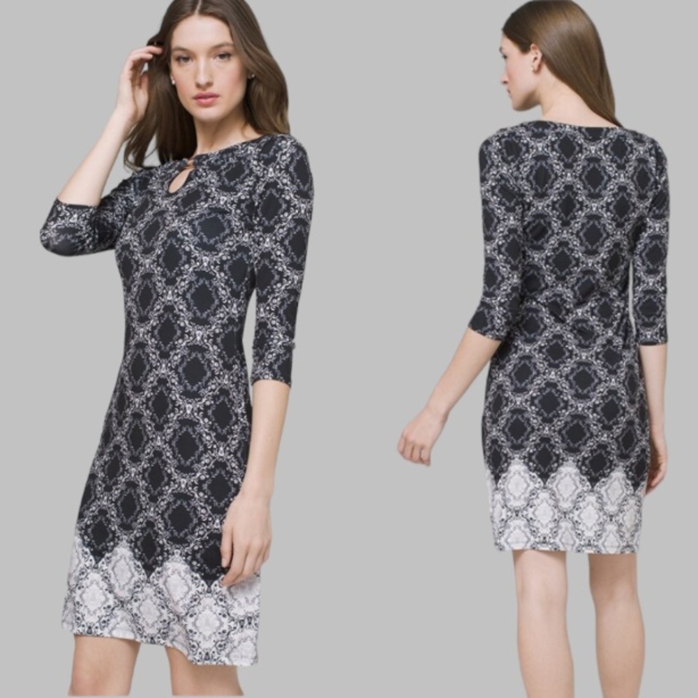 WHBM Medallion-Print Knit Shift Dress